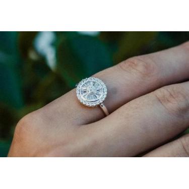 Imagem de Anel pizza borda cravejada zirconias . Em prata 925 legitima - Sb Prat