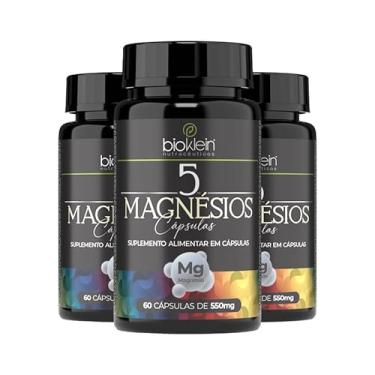 Imagem de Kit 3 Potes 5-MAGNÉSIOS 240mg 60 Cápsulas (Taurato, Malato, Citrato, Oxido e Bisglicinato) Bioklein