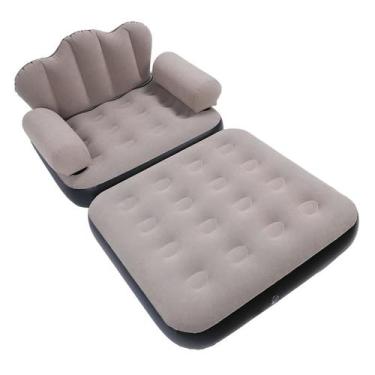 Imagem de Poltrona Sofá Cama Inflável Até 100kg Bomba de Ar Casa Sala Quarto Sít