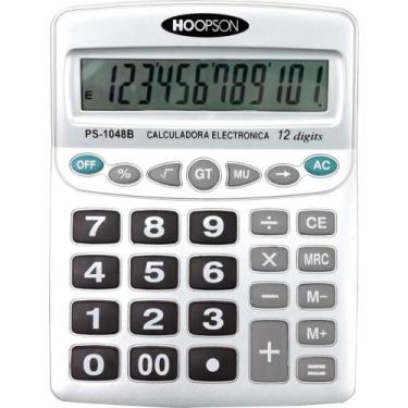 Imagem de Calculadora de Mesa 12 Dígitos Grande Prata com Pilha AA - Mercorienta