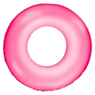 Imagem de Boia Neon Circular Colorida Grande 90cm Infantil Piscina Praia Criança Redondo Brinquedo Inflável (Rosa)