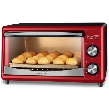 Imagem de Forno Eletrico 10L Mondial 650W 6X1 com Timer Ellegance Red 220V