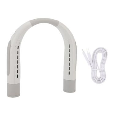 Imagem de AUNMAS Fã de Pescoço Pessoal Vestível Com Operação Silenciosa, Design de Tomada de Ar Dupla, fã Pessoal do Pescoço, Bateria Recarregável Duradoura, Ideal para Viagens, Praia, (Branco cinza)
