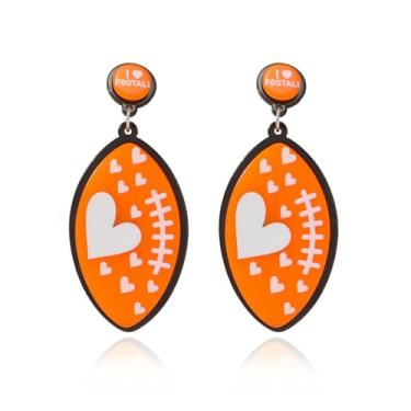 Imagem de Brincos de laço de beisebol softball, brincos de laço de futebol, brincos de dia de jogo, roupas, camisas, mulheres, futebol, beisebol, softball, presentes, acessórios, lembrancinhas de festa, Metal