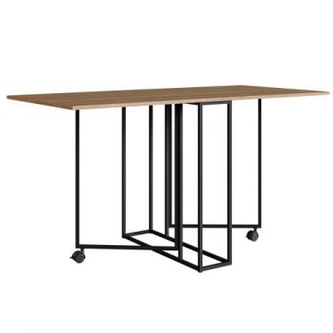 Imagem de Mesa Escrivaninha 142cm Dobrável com Rodízios Naomi Mel Z54 - Mpozenat
