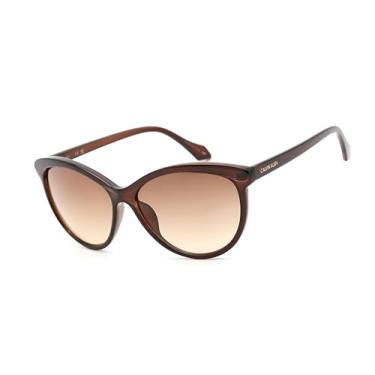 Imagem de Calvin Klein Ck19534s culos de sol femininos olho de gato, Crystal Brown/Brown, 58 mm