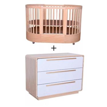 Imagem de Quarto Bebê Completo Com Berço E Cômoda Coleção Wave Divicar Nature Branco