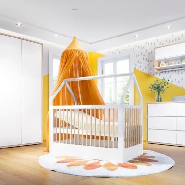 Imagem de Quarto Bebê Completo Berço Cômoda Guarda Roupa Wood Divicar Branco Carvalho Treviso