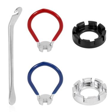 Imagem de 5 Peças Universal Chave de Raios Conjunto, Ferramenta Raio com Alavancas de Pneu Correção Jantes Bicicleta Kit Chave Rodas Bicicleta Calibre 10-15 para Ciclismo Ajuste Tensão das Rodas