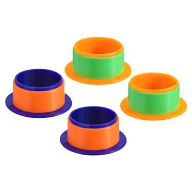 Imagem de PATIKIL Alça retrátil de 10 cm, 4 peças, dispensador de filme elástico de plástico para embalagem móvel de 76 mm acima do núcleo, azul escuro/laranja