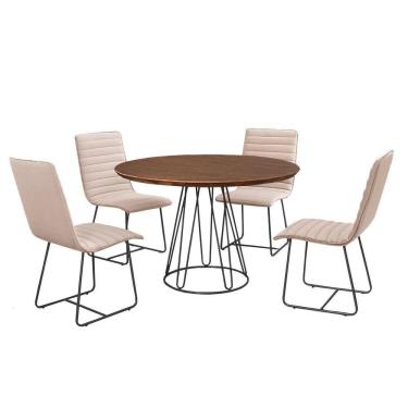 Imagem de Sala De Jantar 1,00M Base Preta Com 04 Cadeiras Cinamomo