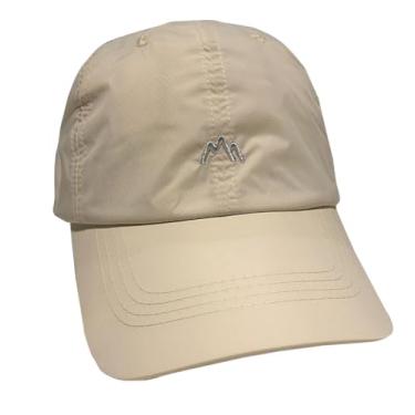 Imagem de RYZGOJV Boné de beisebol de verão de secagem rápida, boné plano feminino de algodão para viagens ao ar livre, boné ajustável padrão de montanha - bege