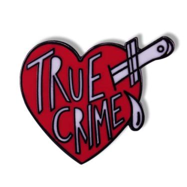 Imagem de Knife Into The Heart Red Enamel Pin Title True Crime Novelty Brooch Buttons Jewelry for Jackets Jeans Backpack Cloth Lapel Bag Hat Gift for Boy Men Girl Women Friends