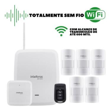 Imagem de Kit Alarme Intelbras AMT 8000 Sem Fio com 5 Sensores de Movimento PET
