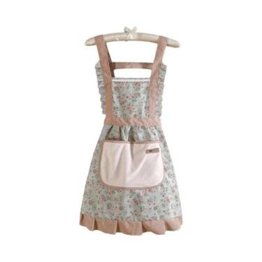 Imagem de Avental De Cozinha Floral Feminino Com Bolso Ajustável Avental De Chef