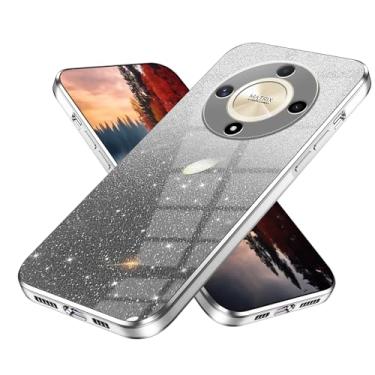 Imagem de Anlalish Compatível com Honor Magic 6 Lite Capa transparente com glitter, capa de telefone Honor Magic 6 Lite revestimento de silicone proteção Fundas à prova de choque Bling 2 em 1 capa para meninas