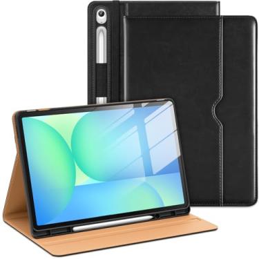 Imagem de DTTO Capa para Samsung Galaxy Tab S10 FE Plus de 13,1 polegadas 2025 (SM-X620/X626) com suporte de caneta S integrado, capa fólio de couro premium com alça de mão e bolso, hibernar/despertar