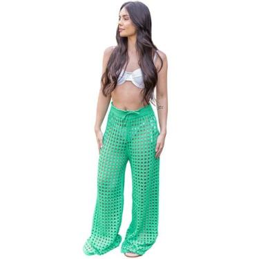 Imagem de Saída de Praia Feminina Calça Tricot Tamanho Único Verão 26 - Sem Marc