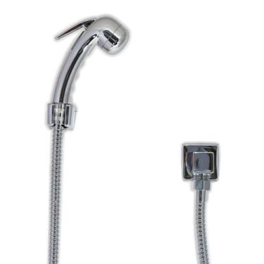 Imagem de Ducha Higiênica ABS Cromada com Registro Quadrado em Metal e Flexível 