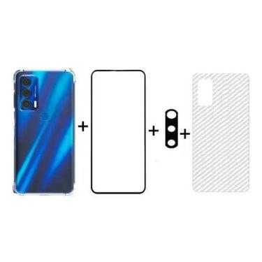 Imagem de Capa Case + Pelicula Camera + Pelicula 3d + Fibra Para Moto Edge 20 - 
