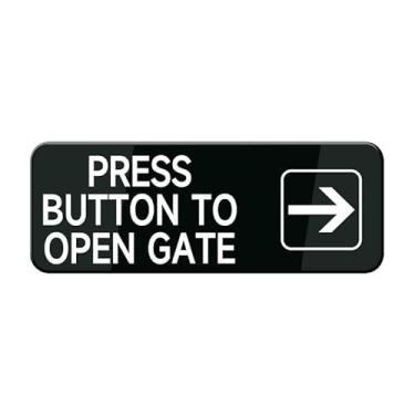 Imagem de HUVUB Pressione o botão para abrir o portão com seta direita para parede ou sinal de porta - Placa de acrílico preto e branco para loja comercial, loja, café, escritório, restaurante - plástico