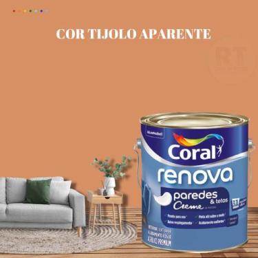 Imagem de Tinta Para Parede Acrílica Coral Renova Cor Laranja 3,2l Lavável Premi