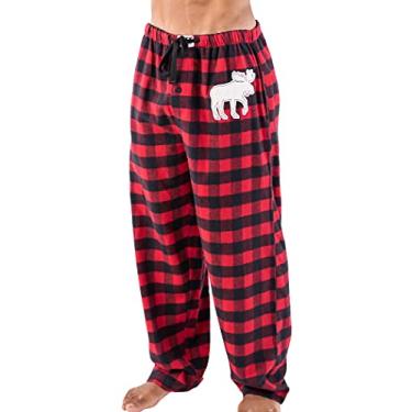 Imagem de Lazy One Calças de pijama de flanela para homens, calças masculinas separadas, calças lounge, Calça de pijama masculina xadrez Moose, XGG