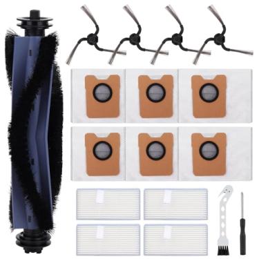 Imagem de Peças de reposição compatíveis com aspirador de pó Eufy C10, kit de acessórios com 1 escova principal, 6 sacos de pó, 4 filtros laváveis, 4 escovas laterais, 1 ferramenta de limpeza e 1 chave de fenda