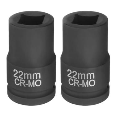 Imagem de HARFINGTON 2 peças soquete quadrado de 4 pontos 2.5 cm Drive 22mm soquete de impacto quadrado métrico CR-MO Blackening luva de roda padrão ferramenta de manga pneumática para reparo de automóveis
