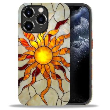 Imagem de CARLOCA Capa para iPhone 11 Pro Max, Sun Stars Celestial Vitral TPU macio + PC rígido 2 em 1, capa protetora antiarranhões à prova de choque compatível com iPhone 11 Pro Max
