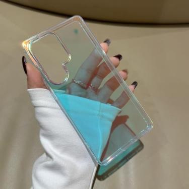 Imagem de HPQWN Para Samsung S24 FE Luxo Gradiente Cor Magnética Sem Fio Carregamento Case Capa Traseira (Para Samsung S24 FE/Gradiente)