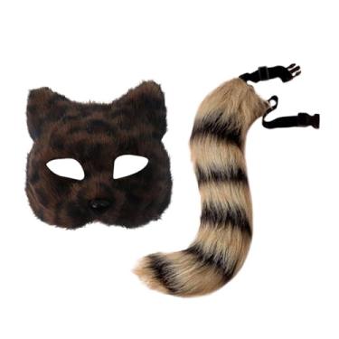 Imagem de MotiveTech Máscara peluda e cauda acessórios de fantasia engraçados para dramatização de Páscoa, Marrom