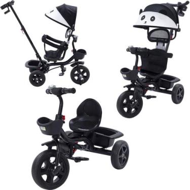 Imagem de Triciclo Infantil Carrinho 2 em 1 Passeio com Capota Removível Pedais 