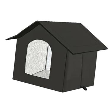 Imagem de Fenteer Casa para gatos ao ar livre, cama para gatos, fácil de montar, à prova de intempéries para gatos, cães e animais selvagens, tenda para esconder, Black M