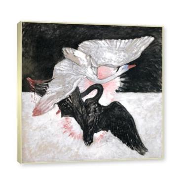 Imagem de NHLDZYH Moldura de champanhe. Pôster Hilma Af Klint (The Swan, No. 02), reproduções de pinturas famosas, imagem de arte abstrata para sala de estar quarto decoração de casa. 40 x 40 cm-15,7 x 15,7 pol