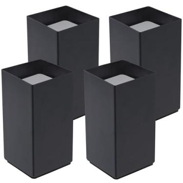 Imagem de LC LICTOP Elevador de pés para móveis de aço, adequado para perna quadrada de 5 cm, altura de elevação de 10 cm, levantador de móveis resistentes com almofada de feltro para cadeira de sofá de mesa de