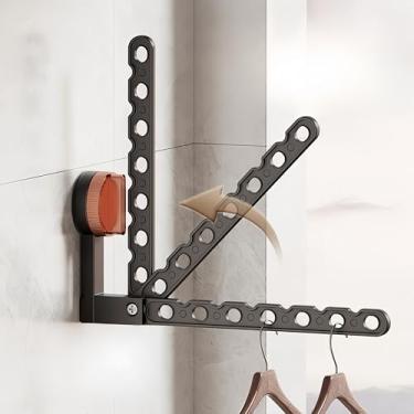 Imagem de Suporte de parede para secar roupas, cabide para secadora de roupas com ventosa, suporte de parede dobrável de alumínio para economia de espaço, cabide de roupa portátil dobrável para lavanderia