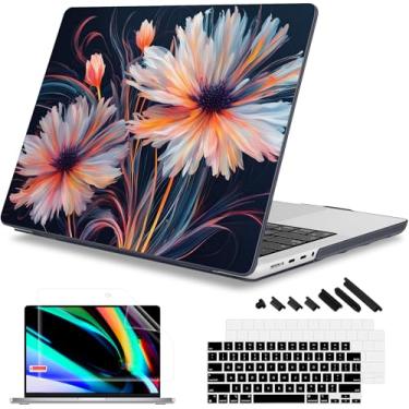 Imagem de Mektron Capa para laptop 2025 MacBook Pro 14 polegadas M4 2024 A3112 A3401 A3185 serve para 2023/2021 M3 A2918 A2992 M2 A2779 M1 A2442 Pro/Max, capa rígida de plástico impresso, floral C337