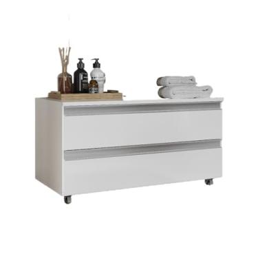 Imagem de Gabinete Banheiro JOIA 80CM 02 GAVETAS com Rodinhas(Branco Inteiro)