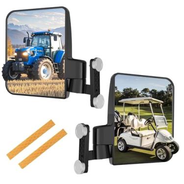 Imagem de Piclafe Espelhos laterais magnéticos universais para carrinho de golfe, tratores, empilhadeiras, motores de grama, empilhadeiras, compatível com Yamaha Club Car, EZGO, John Deere, Kubota, CASE IH,