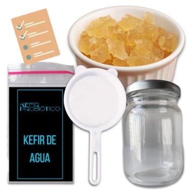 Imagem de Kefir De Água + Manual + Vidro 250ml + Ganhe Voal + Peneira - Colônia Viva Pronta