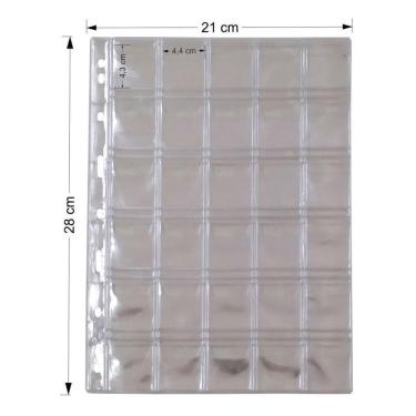 Imagem de 10 Folhas Plastico Moedas 30 Divisões Pccb/Mingt Com Aba