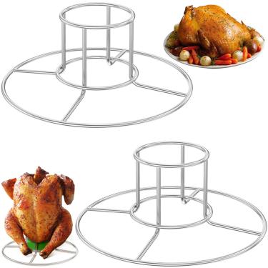 Imagem de LCZNXJJY Suporte de galinha para lata de cerveja, suporte vertical para frango, suporte de frango de aço inoxidável, torrador de frango inteiro, acessórios de churrasco para defumador de forno de