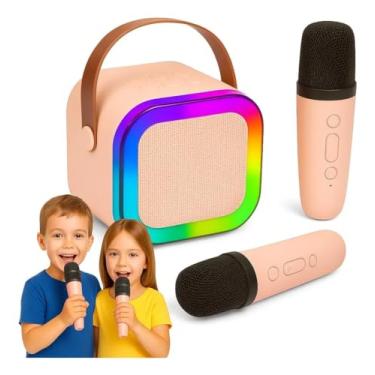 Imagem de Karaokê Portátil Bluetooth com 2 Microfones Sem Fio, LED e Efeitos de Voz