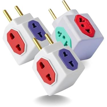 Imagem de Adaptador de Tomada Benjamin Cubo Colorido 4 Entradas 10A/20A – Avulso ou Kit com 3 (1)