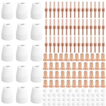 Imagem de 15 conjuntos de consumíveis de cortador de plasma, pontas de corte de tocha de plasma para PT-31, consumíveis de eletrodo de bocal de corte de plasma de ar, acessórios de tocha de cortador de plasma