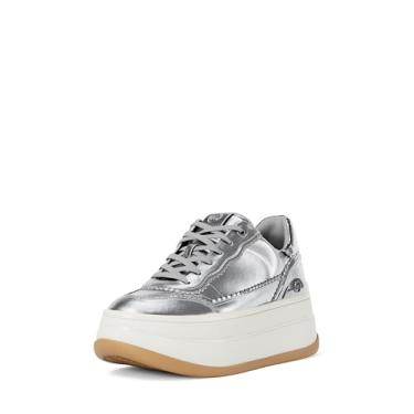 Imagem de Michael Kors Tênis feminino Hayes com cadarço, Couro prata/metálico com hot fix, 38