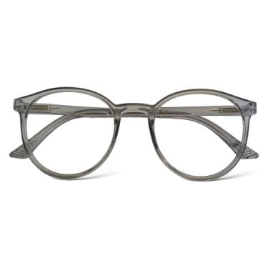 Imagem de Óculos Redondo Masculino Feminino Armação Sem Grau Moda Retrô (Cinza Cristal)