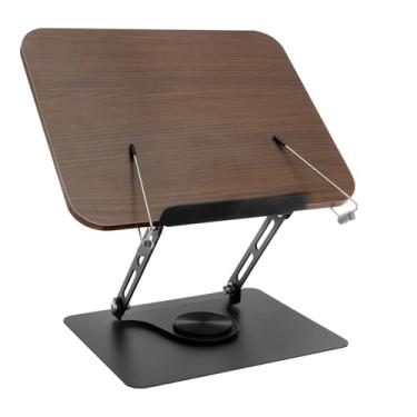 Imagem de Suporte de livro para leitura, dobrável, ajustável, suporte giratório de 360° para leitura, suporte de livros didáticos para livros de receitas, livro de receitas, partituras, laptop, tablet de
