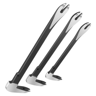 Imagem de Conjunto de ferramentas para extrator de unhas de 30 cm, 25 cm, 20 cm, para uso pesado, tratamento em spray de metal, ferrugem, design de ranhura de unha de extremidade dupla para remoldagem doméstica